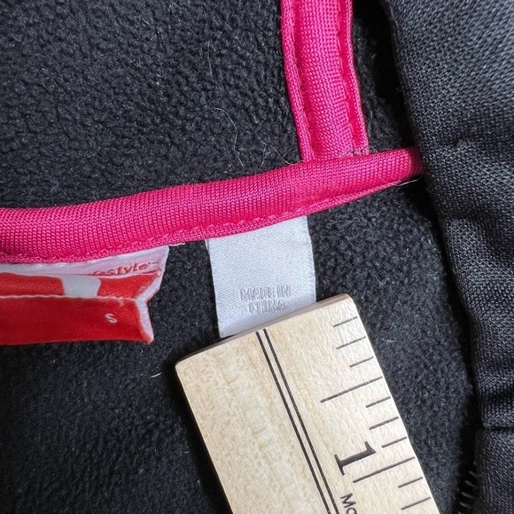 Puma Girls Small Black Pink Sparkle Rhinestone Zip Up Jacket Thumb Holes - Picture 9 of 13